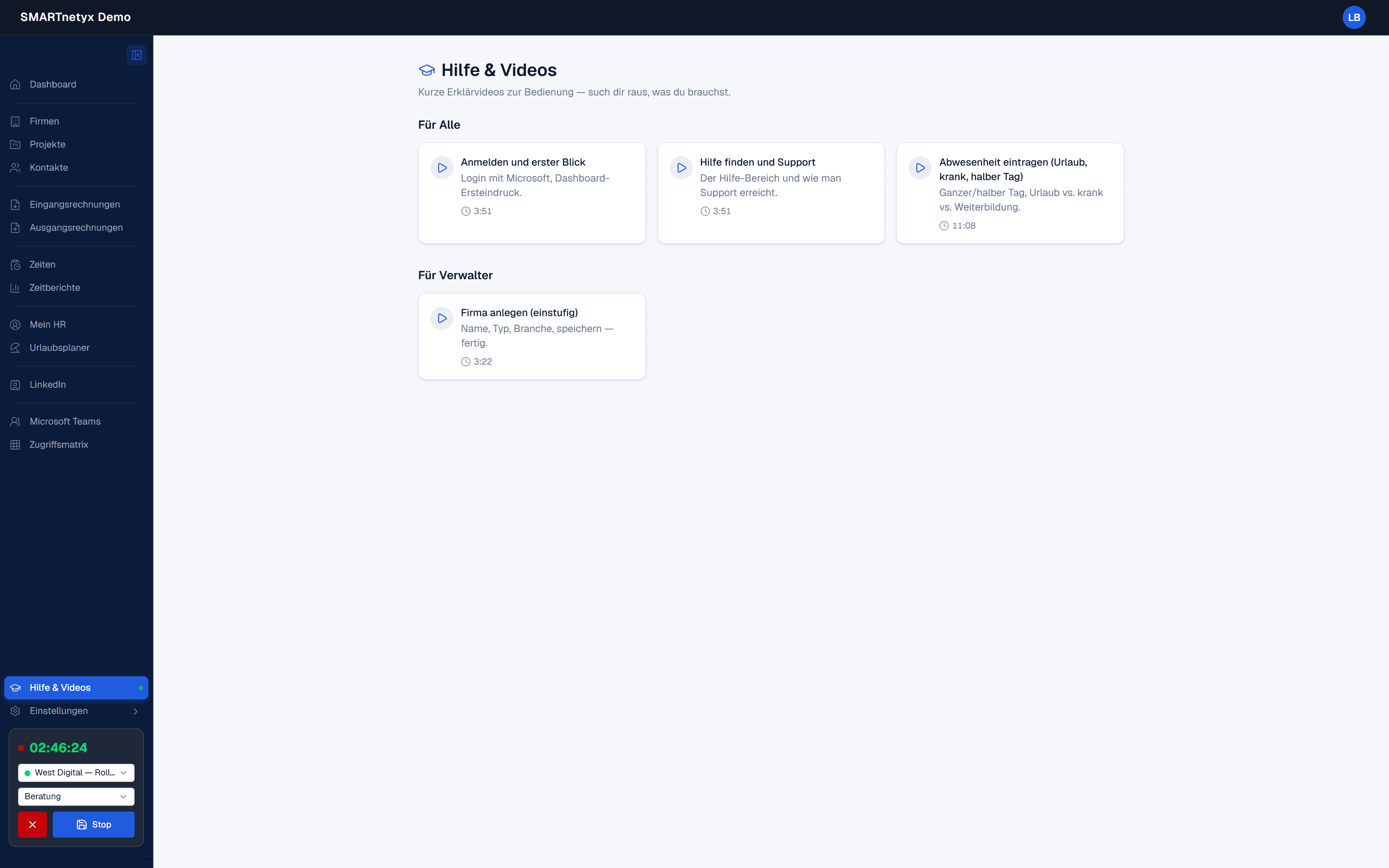 Hilfe & Videos mit Lern-Tracks und Video-Karten